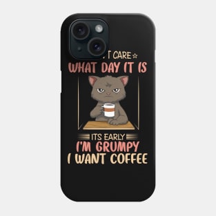 Funny Angry Cat Coffee Lover Feline Morning Animal Phone Case