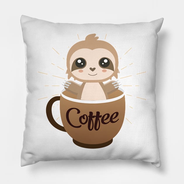 Sloth coffee design Pillow by HBfunshirts