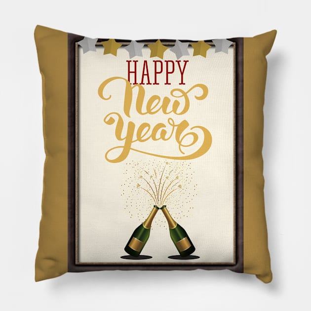 Happy New Year - Wine Card Pillow by O.M design