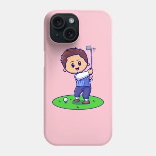 Cute Man Playing Golf Cartoon Phone Case