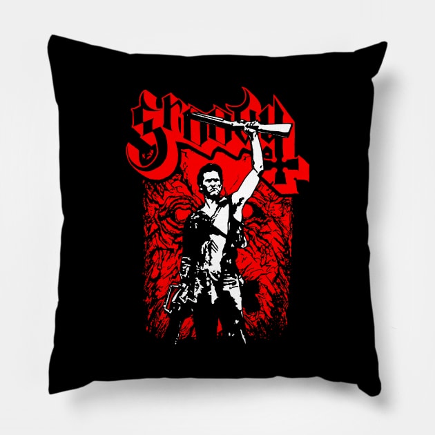 Groovy Metal Boomstick Retro 80's Horror Rock Metal Band Parody For Horror Fans Pillow by BoggsNicolas