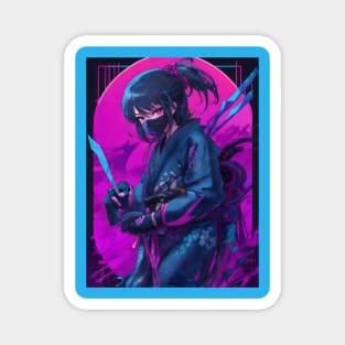 Neon ninja girl Magnet