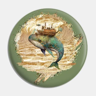 Steampunk Whale Glitch Pin