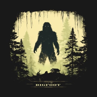 Bigfoot Silhouette in Forest T-Shirt