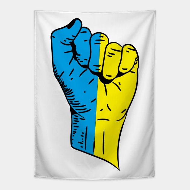 Flag of Ukraine on a Raised Clenched Fist Tapestry by Vladimir Zevenckih