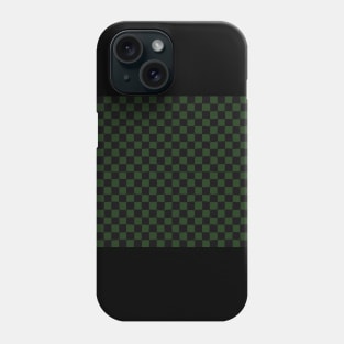 Wonky Checkerboard, Black and Green Phone Case