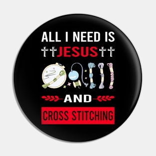 I Need Jesus And Cross Stitching Pin