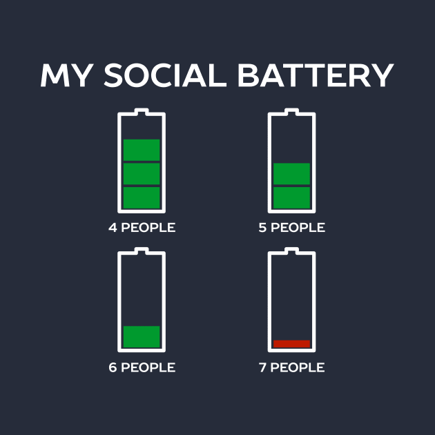 Funny Social Battery Introvert T-Shirt by happinessinatee