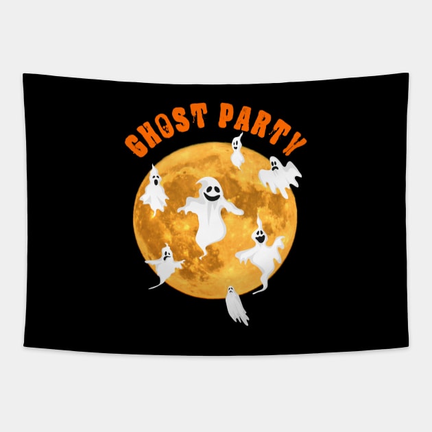 Ghost Party Boo Halloween with Full moon Tapestry by BurunduXX-Factory
