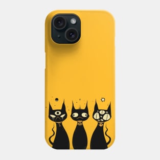 Three Creepy Cute Black Cats, Goth Art Phone Case