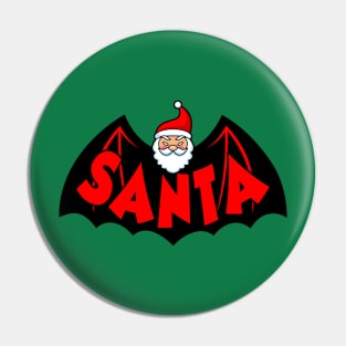 Funny Cute Santa Claus Superhero Vigilante Parody Pin