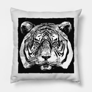 Tiger Head Hand Drawn Pillow