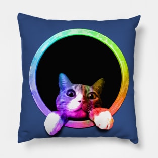 Peeking Circle Cat Pillow