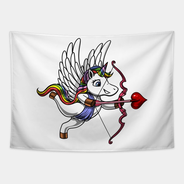 Unicorn Valentines Day Cupid Tapestry by underheaven