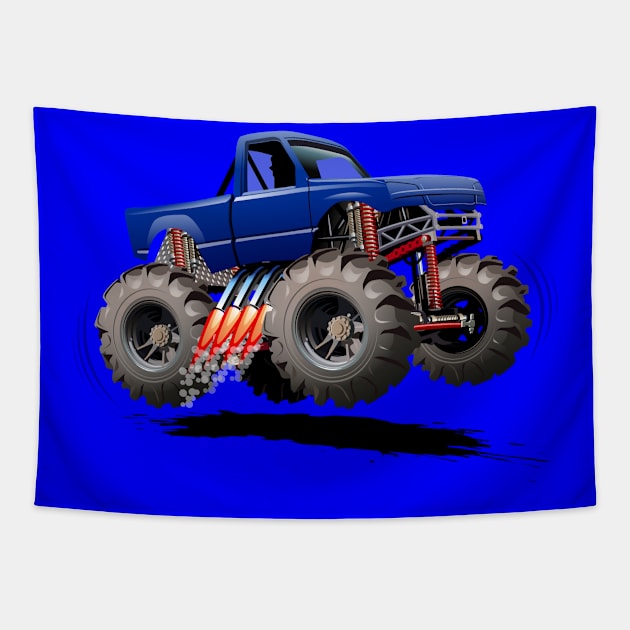 Cartoon Monster Truck Tapestry by Mechanik