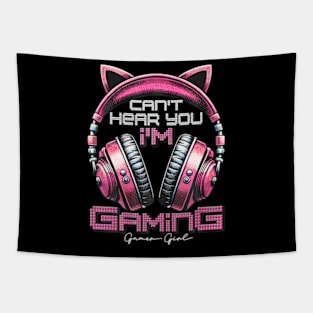 Cant Hear You Im Gaming Video Gamer Girl Women Kids Teen Tapestry