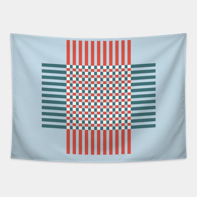 red white blue weave lines Tapestry by Mint Tees