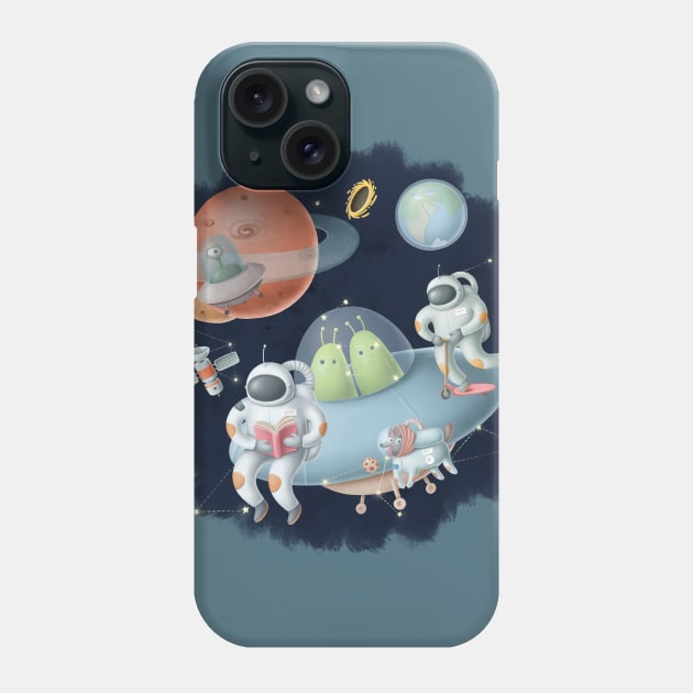 Astronauts in space. Phone Case by CaptainPixel