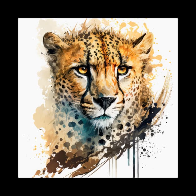 Cheetah Portrait Animal Painting Wildlife Outdoors Adventure by Cubebox