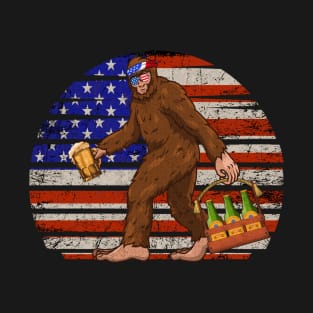 Bigfoot Beer Drinking Funny 4th Of July T-Shirt