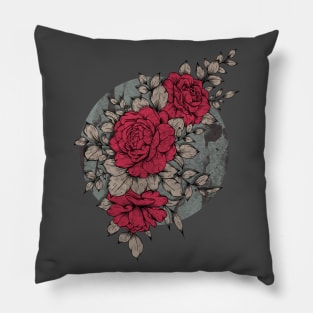 Vintage red flowers Pillow