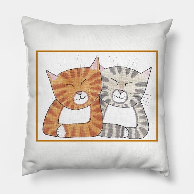 Whimsical Tabbies Sleeping Portrait Pillow by ErinBrieArt