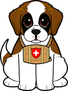 Cute St. Bernard Puppy with Barrel Magnet