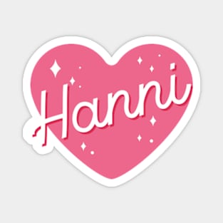 Newjeans new jeans Hanni name typography pink heart tokki bunny | Morcaworks Magnet