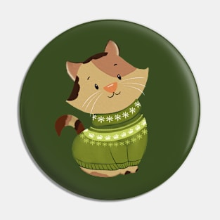 Cute Cat Christmas Sweater Pin