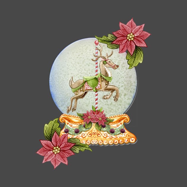 Carousel Reindeer Snow Globe by MerryMakewell