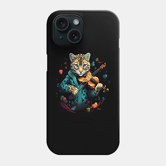 Ocelot Playing Violin Phone Case by JH Mart