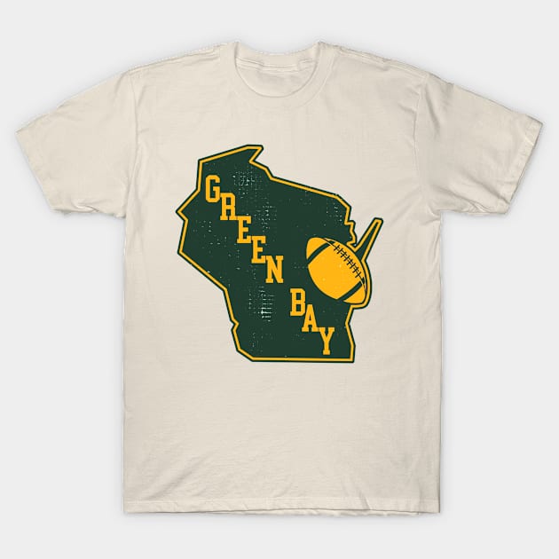 Retro Style Green Bay State Outline Design - Green Bay Packers - T-Shirt