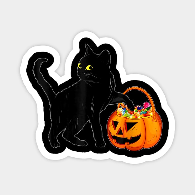 Black Cat Halloween Candy Pumpkin Bag Sweet Lollipop Funny Magnet by Mum and dogs