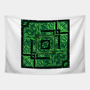 aurora northern lights inspired square format design as puzzle maze Tapestry