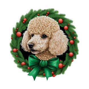 Poodle Dog in a Festive Wreath Frame T-Shirt