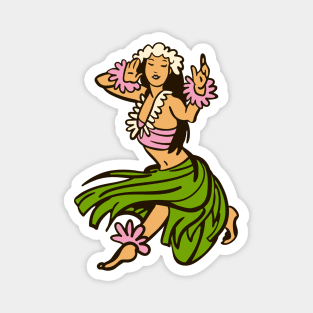 Vintage Hawaiian Hula Dancer Cartoon // Retro Hula Girl C Magnet