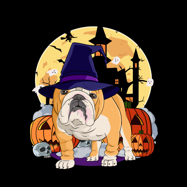 English Bulldog Happy Halloween Witch Pumpkin by Noseking