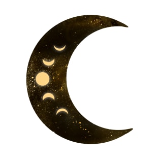 Gold Crescent Moon Phases T-Shirt