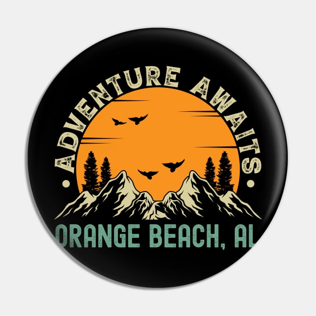 Orange Beach, Alabama - Adventure Awaits - Orange Beach, AL Vintage Sunset Pin by Feel Good Clothing Co.