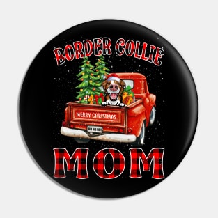 Christmas Border Collie Mom Santa Hat Truck Tree Plaid Dog Mom Christmas Pin