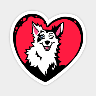 Heart wink dog car sticker plus Magnet