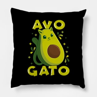 Cute & Funny Avogato Avocado Cat Pun Pillow