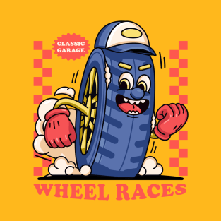 Wheel racing, wheel racing mascot character T-Shirt