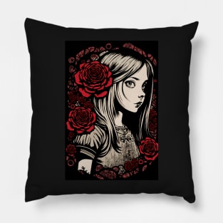 Dark Alice in Wonderland: Dark Gothic Punk E-Girl Style Pillow