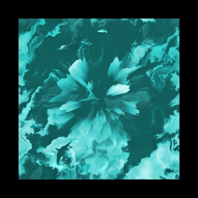 Turquoise Fluid Pour 3D Flower by Moon Art