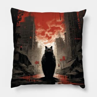 Catzilla Halloween Black Cat Pillow