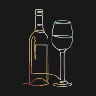 Wine Bottle Glass Line T-Shirt