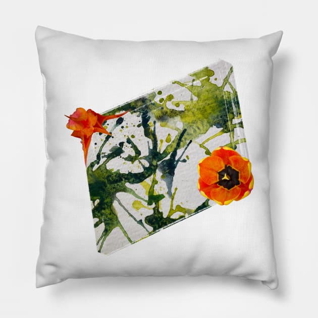 Spring Musings - Orange tulips Pillow by Musings Home Decor