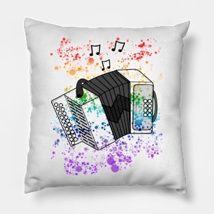 Accordion Rainbow Colours Accordionist Folk Musician Pillow