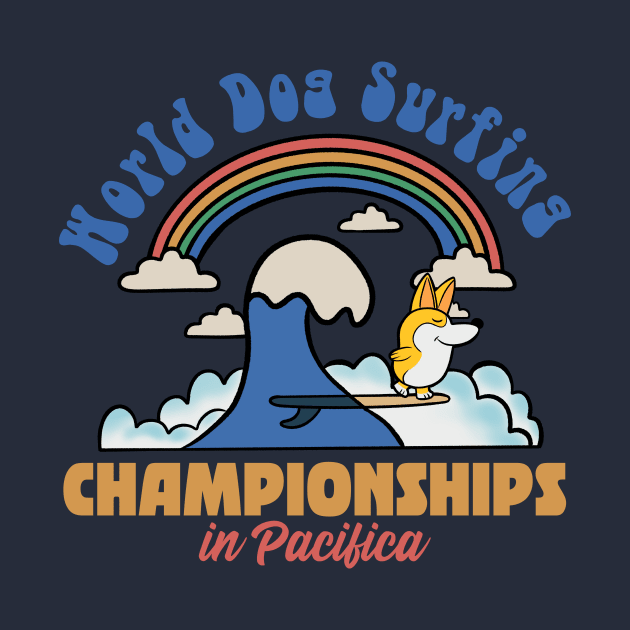 Dog surfing in pacific california by Imaginar.drawing